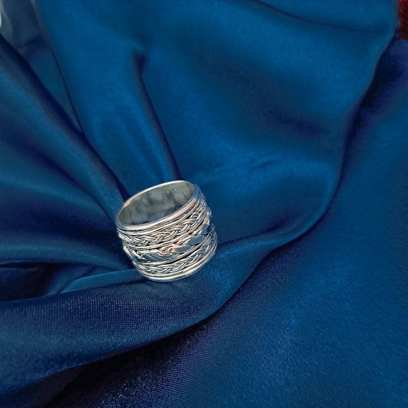 Image 10 of Silver ring with braided pattern