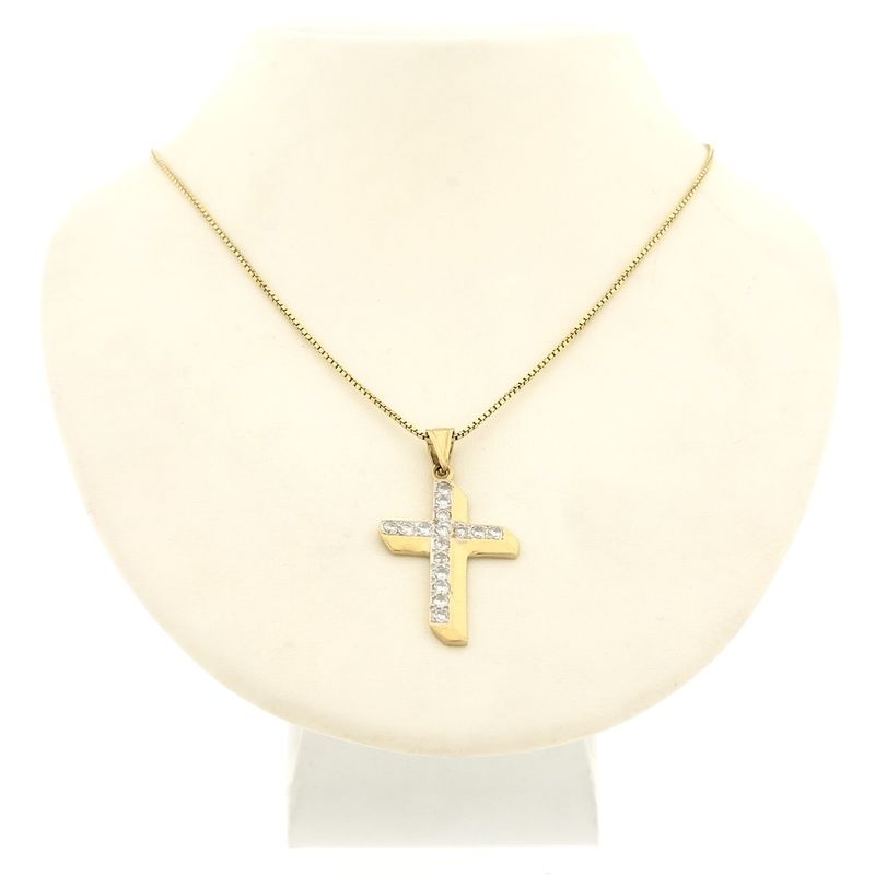 Image 8 of Gold cross pendant with zirconia