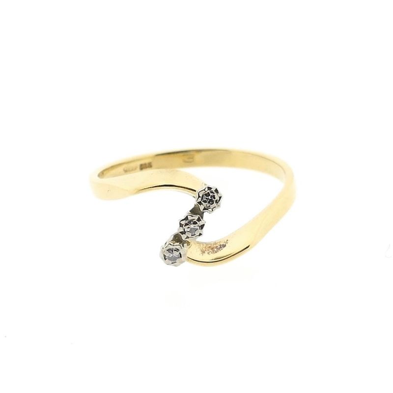 Image 3 of Gold ring with diamonds; 0.015 ct.