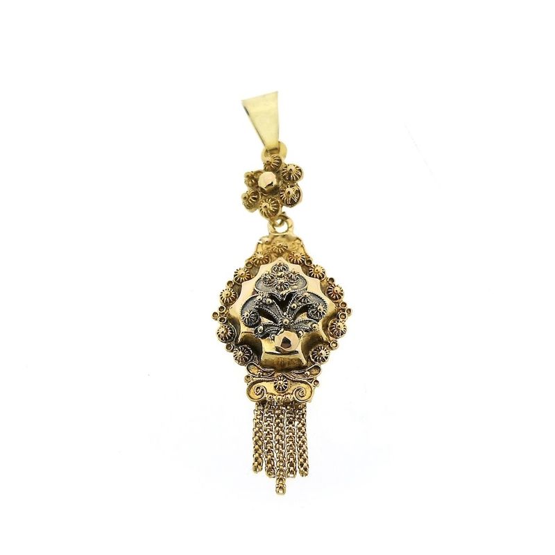 Image 1 of Antique gold pendant of a hat bell