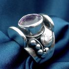 Image 8 of Silver floral fantasy ring with amethyst