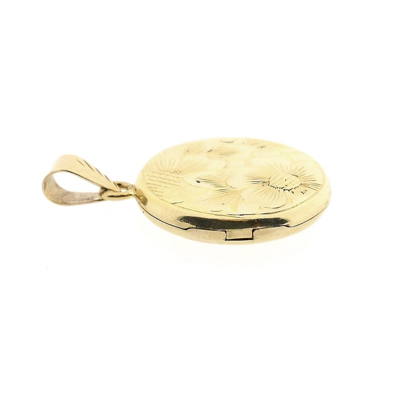 Afbeelding 9 van Vintage gouden medaillon hanger; Floraal design