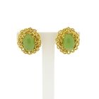 Image 1 of 18 Krt. Gold Clip-On Earrings with Chrysoprase