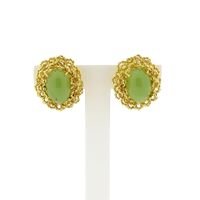 18 Krt. Gold Clip-On Earrings with Chrysoprase