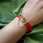 Image 4 of Red coral beads bracelet with gold clasp; Antique | Ø 53.8 mm