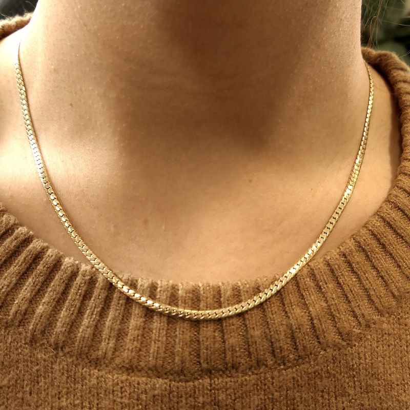 Image 10 of Gold flat gourmet link chain | 46 cm