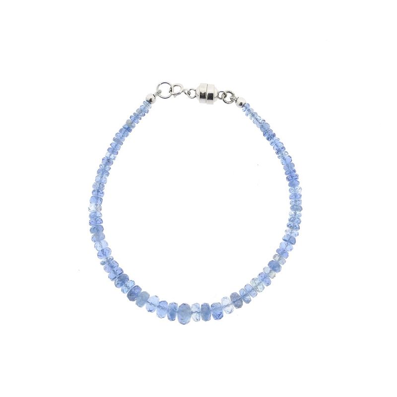 Image 2 of Light blue topaz bead bracelet with white gold clasp