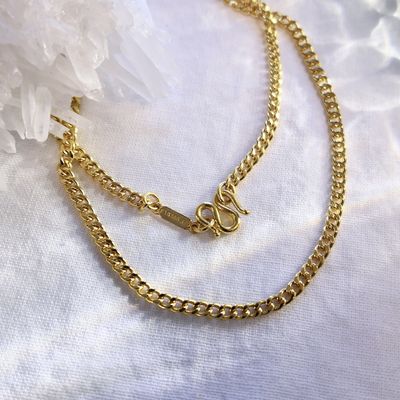 Image 2 of 24K Exclusive gold gourmet link chain with a traditional S-shaped clasp | 50 cm