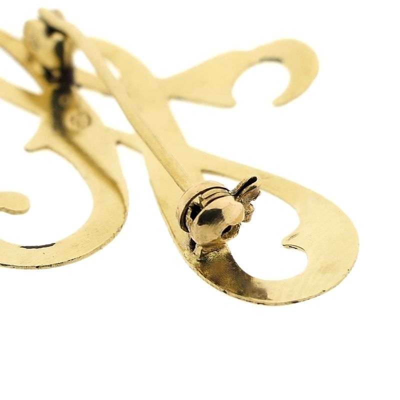 Image 5 of Gold letter brooch; letter H