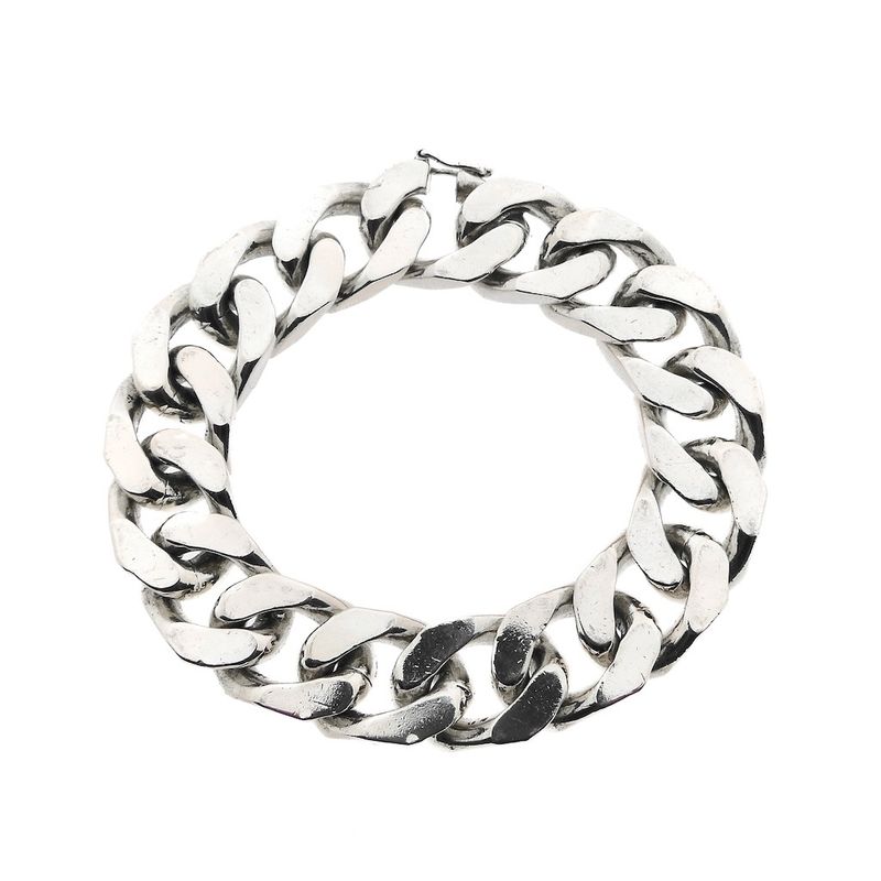 Image 1 of Silver robust gourmet link bracelet; Men | 22 cm