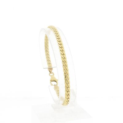 Image 1 of Gold flat gourmet link bracelet | 19.5 cm