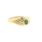 Image 4 of Gold Ring with Emerald & Zirconia; 14 Karat; Size 19