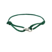 Forever Knots® Handmade Green Satin Bracelet with Silver Chain