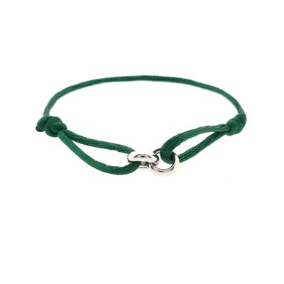 Image 1 of Forever Knots® Handmade Green Satin Bracelet with Silver Chain