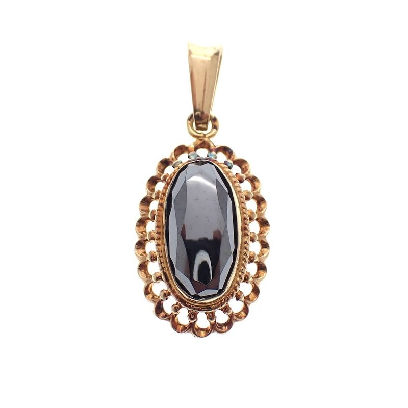 Image 1 of Vintage gold pendant with hematite