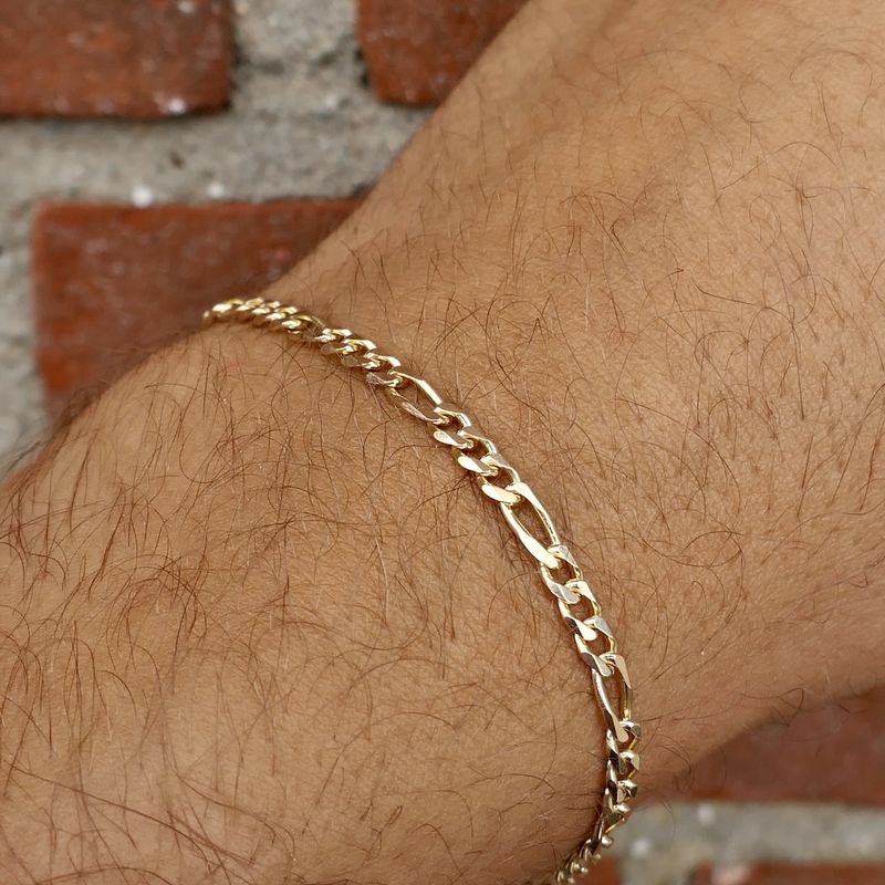 Image 10 of Gold Figaro link bracelet