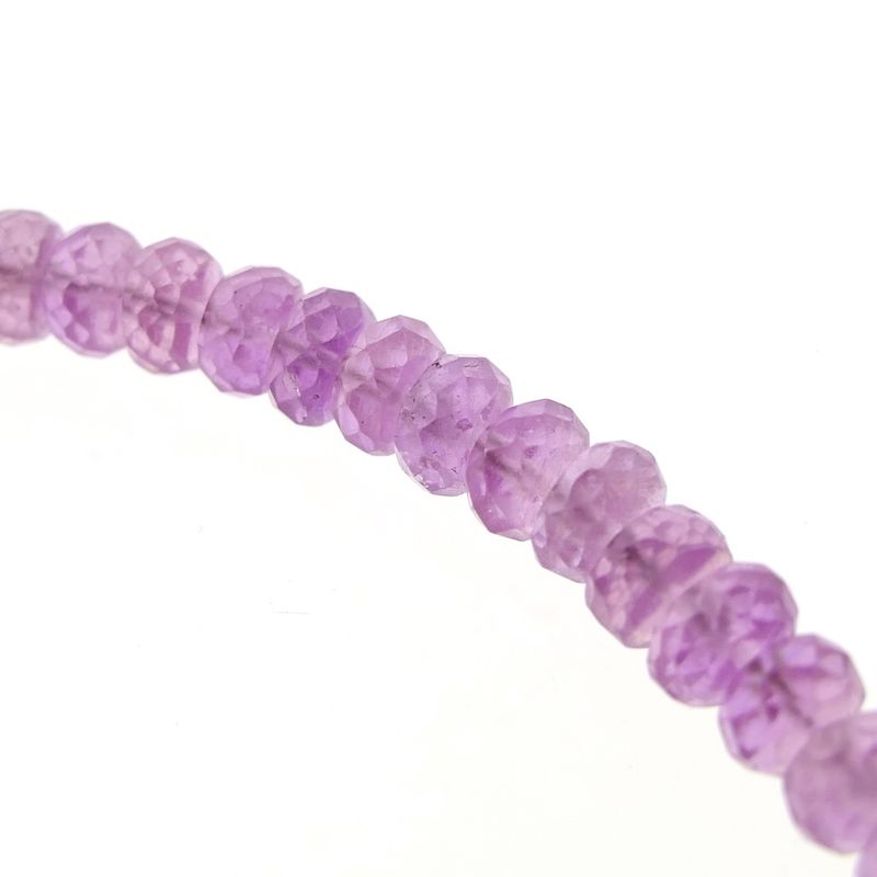 Image 6 of Gold beaded bracelet with pink sapphire | 19 cm