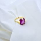 Image 4 of Gold pinky ring with synthetic magenta ruby