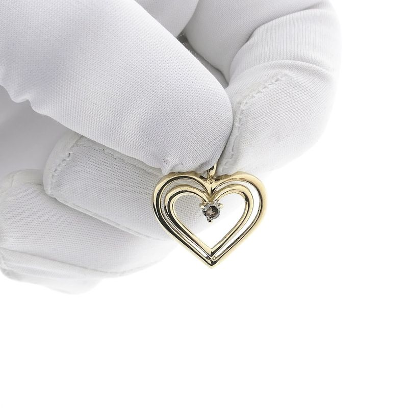 Image 10 of 10K Double Heart Pendant with Diamond | 0.08 ct.