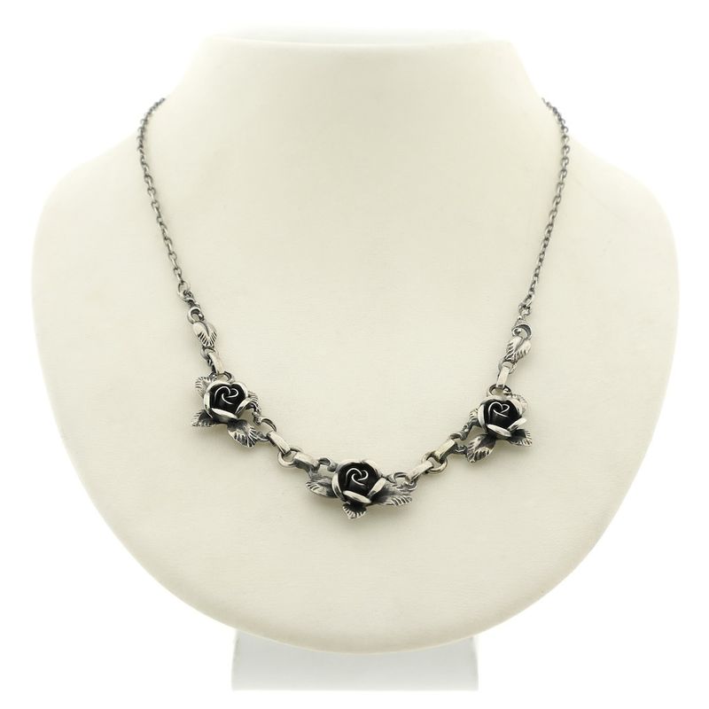 Image 1 of Silver anchor link necklace with fixed pendant | 42 cm