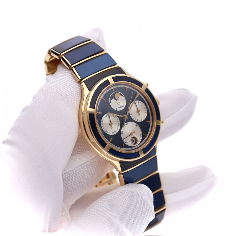 Afbeelding 9 van Eterna Airforce Galaxis Moonphase 850.4386.68; Vintage 18k. Gouden Heren Horloge