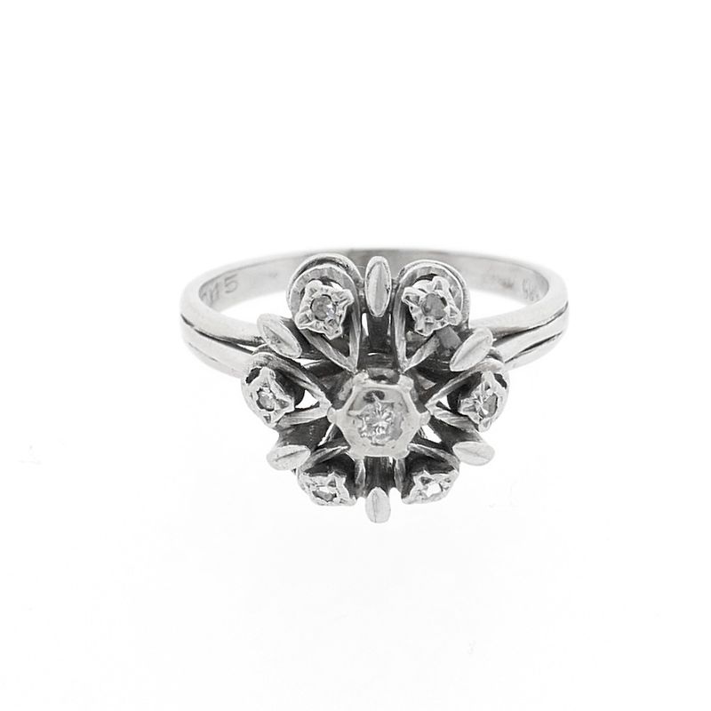 Image 3 of White gold ring set with rose-cut diamonds | 0.45 ct.