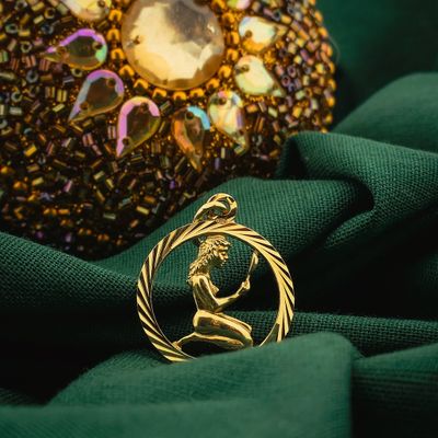 Image 2 of Gold zodiac sign pendant; Virgo