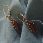 Image 2 of Vintage gold stud earrings with carnelian