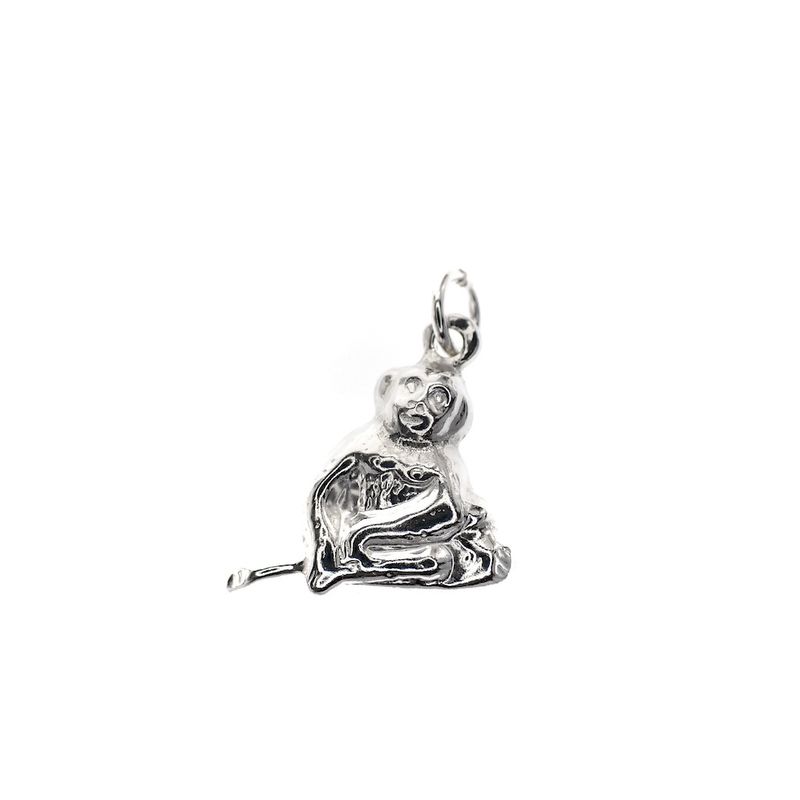 Image 1 of Silver charm; Monkey on a stick