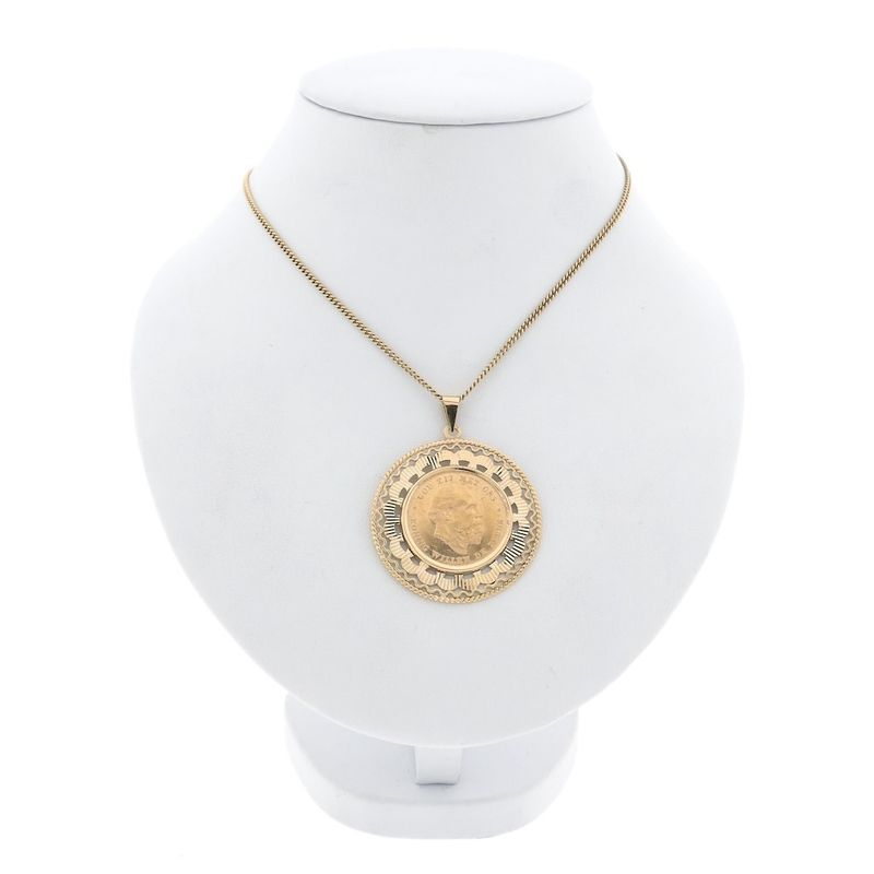 Image 6 of Gold pendant of a 10-guilder coin; King William III 1875
