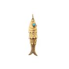 Afbeelding 1 van Gouden hanger van een vis met Turquoise