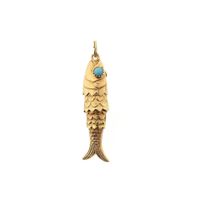 Gouden hanger van een vis met Turquoise