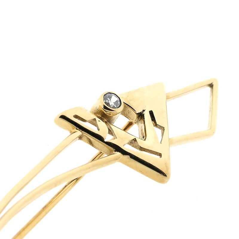 Image 3 of Gold abstract brooch with zirconia