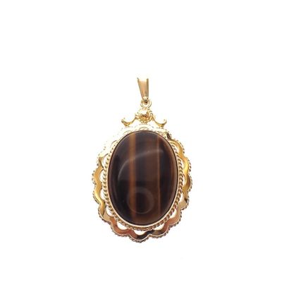 Image 1 of Vintage gold pendant with tiger's eye