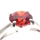 Image 4 of Silver square solitaire ring; red zirconia