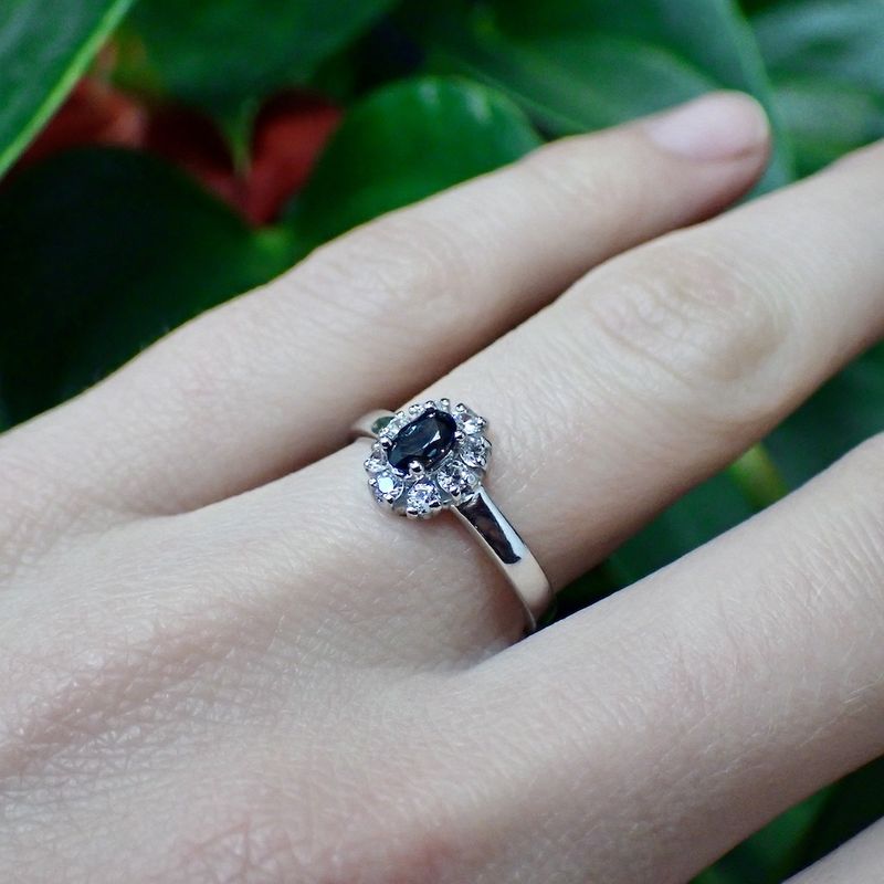 Image 2 of Silver entourage ring with blue zirconia