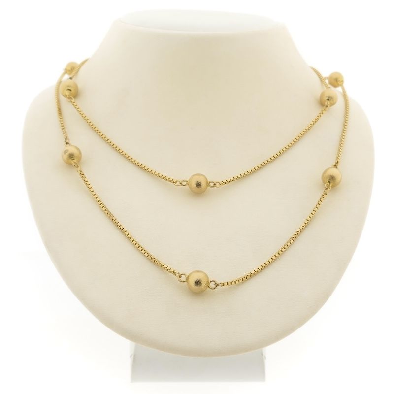 Image 1 of Long gold link chain with beads