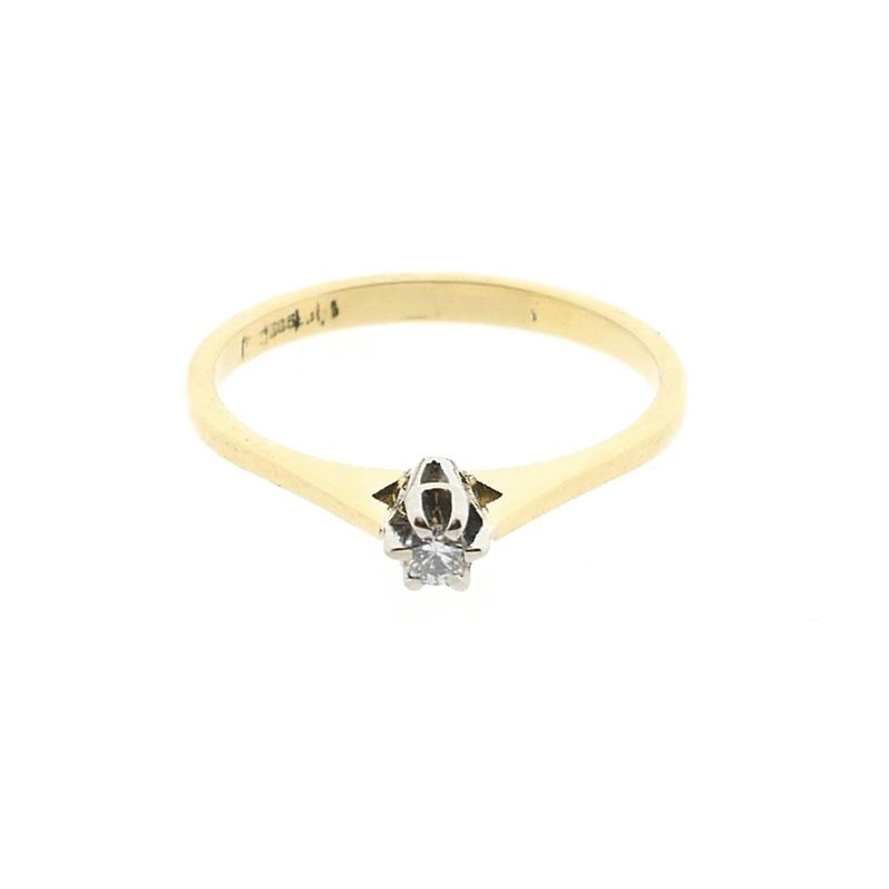 Image 3 of Bicolor gold solitaire ring with diamond; 0.045 ct.