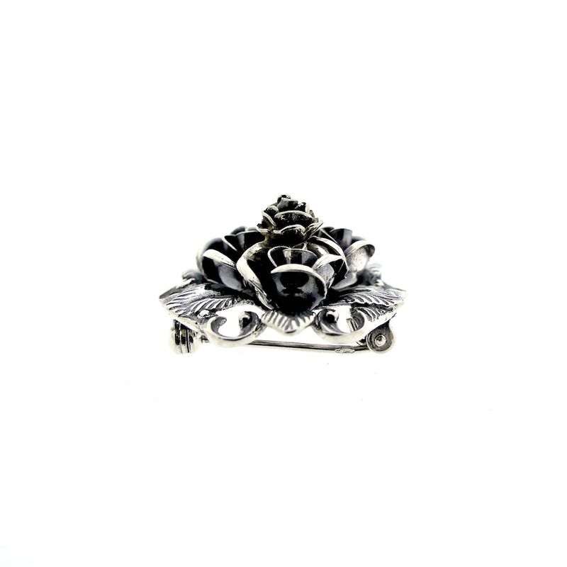 Image 8 of Silver rose brooch
