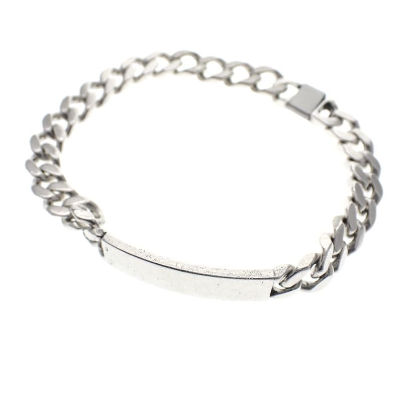 Image 4 of Solid silver flat gourmet link bracelet with engraving plate