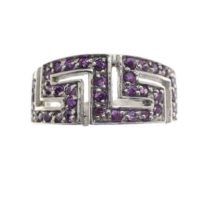 Image 2 of Silver ring with meander motif of zirconia