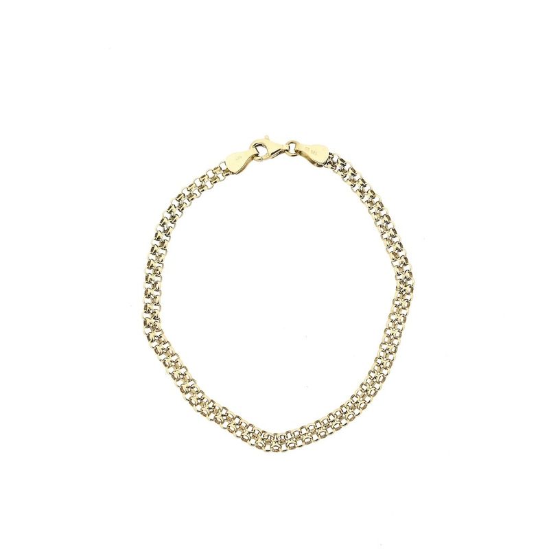 Image 3 of Gold double jasseron link bracelet | 19 cm