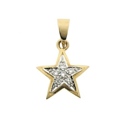 Image 1 of Two-tone gold subtle star pendant with diamond | 0.06 ct.
