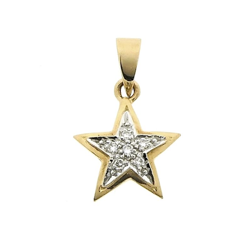 Image 1 of Two-tone gold subtle star pendant with diamond | 0.06 ct.