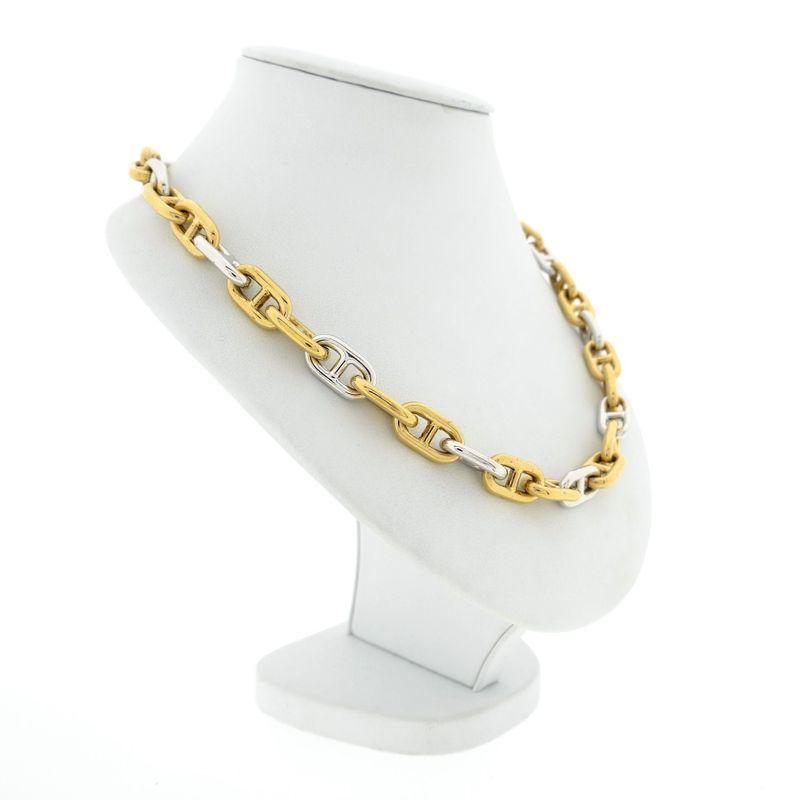 Image 4 of Two-tone gold anchor link necklace; RIZIT