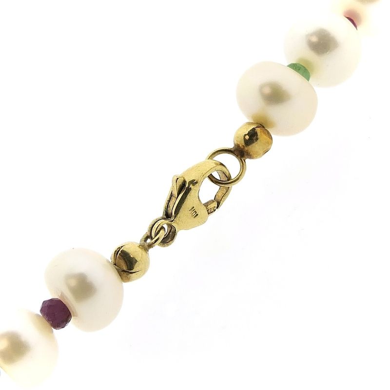 Image 6 of 9 carat pearl necklace with ruby, sapphire, and emerald | 46 cm
