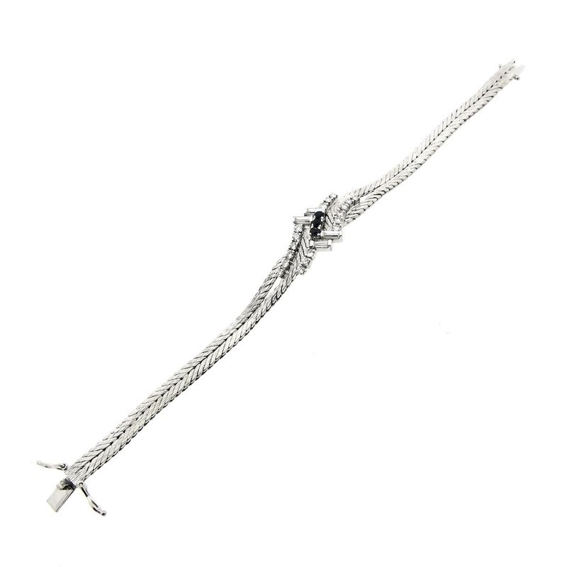 Image 4 of White gold bracelet with sapphire and diamond 0.85 ct.