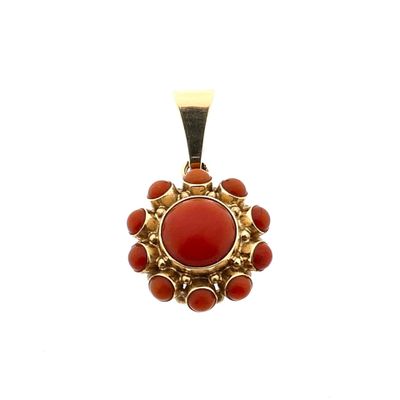 Afbeelding 1 van Gouden hanger met bloedkoraal