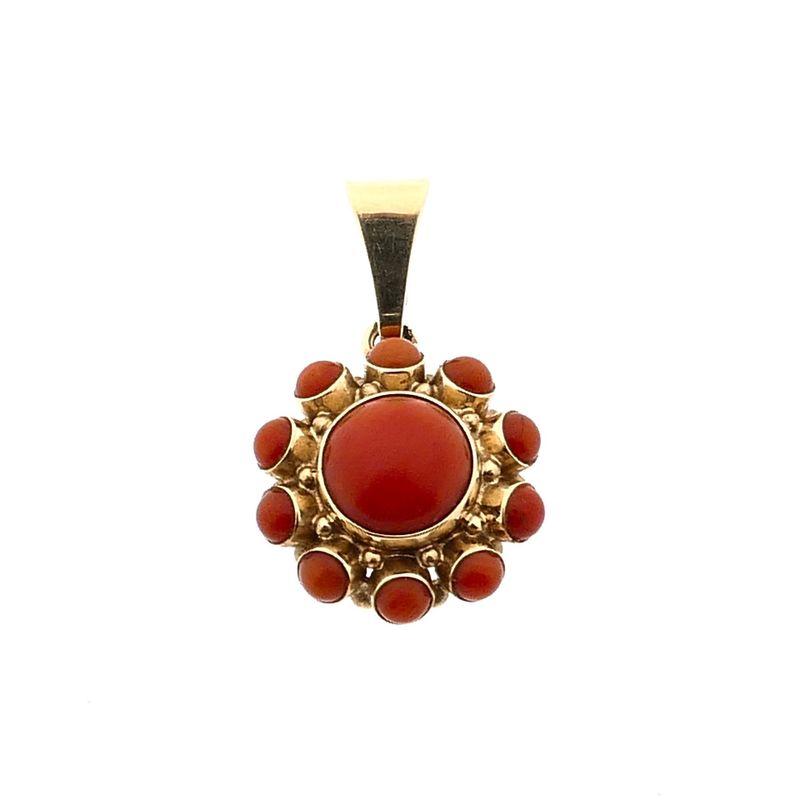 Afbeelding 1 van Gouden hanger met bloedkoraal