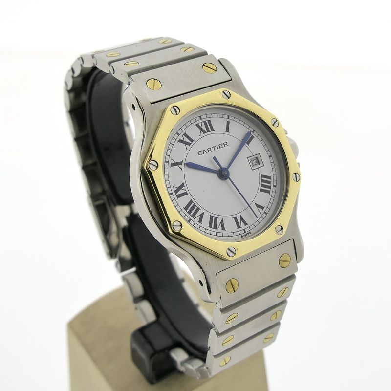 Image 3 of Cartier Santos Octagon Automatic 2966; 18k gold/steel watch